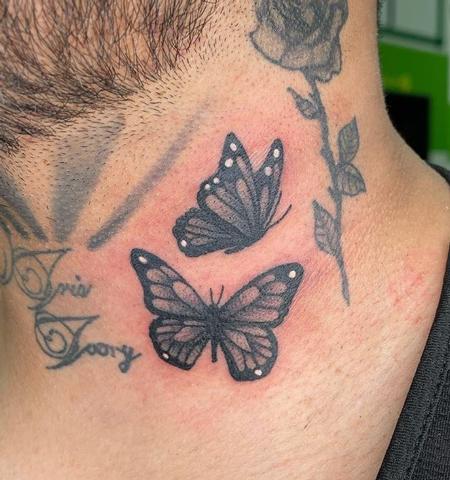 tattoos/ - butterflies on the neck  - 144272